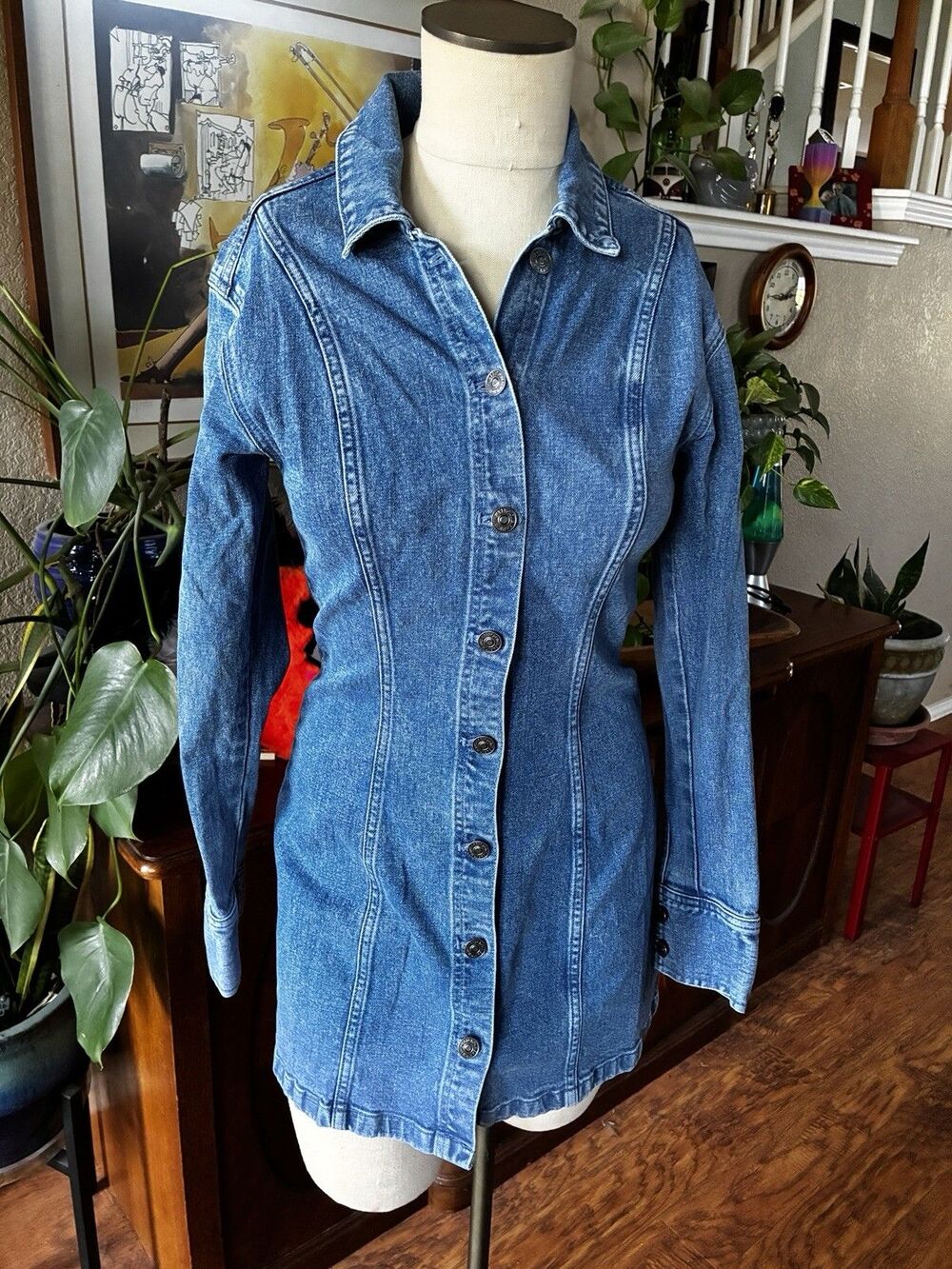 Abercrombie & Fitch Long Sleeve Button Up Shirt Denim Dress Dark Wash X-Small